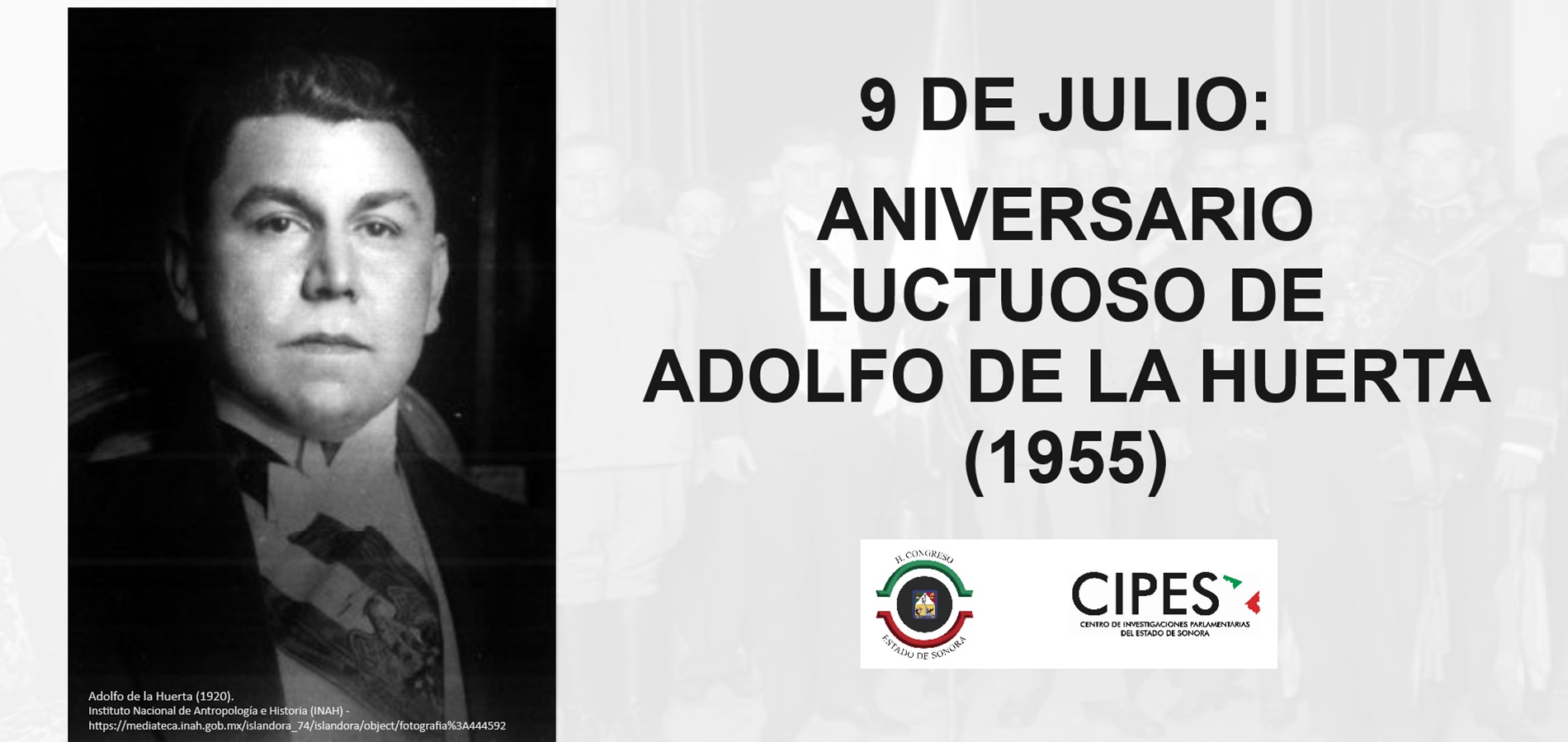 Imagen de ANIVERSARIO LUCTUOSO DE ADOLFO DE LA HUERTA (1955)
