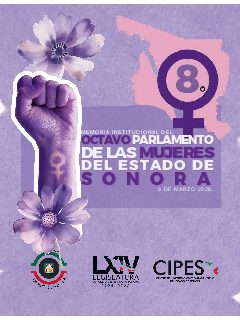 Portada de Memoria Institucional del Octavo Parlamento de las Mujeres del Estado de Sonora.
