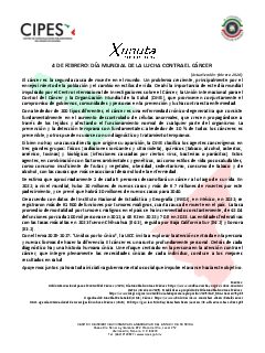Primera página del PDF: DÍA MUNDIAL CONTRA EL CÁNCER