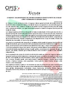 Primera página del PDF: 193 ANIVERSARIO DEL PRIMER CONGRESO CONSTITUYENTE DEL ESTADO LIBRE Y SOBERANO DE SONORA (1831)