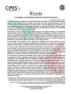 Primera página del PDF: DÍA NACIONAL CONTRA EL CÁNCER COLORRECTAL