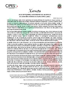 Primera página del PDF: ANIVERSARIO DEL SACRIFICIO DE LOS NIÑOS HÉROES DE CHAPULTEPEC (1847)