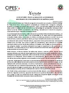 Primera página del PDF: DÍA DE LA RAZA. ANIVERSARIO DEL DESCUBRIMIENTO DE AMÉRICA (1492)