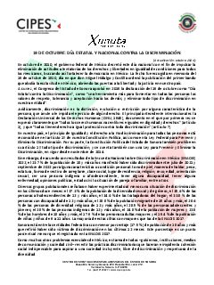 Primera página del PDF: DÍA ESTATAL Y NACIONAL CONTRA LA DISCRIMINACIÓN