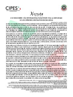 Primera página del PDF: DÍA INTERNACIONAL PARA PONER FIN A LA IMPUNIDAD DE LOS CRÍMENES CONTRA PERIODISTAS