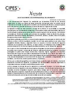 Primera página del PDF: DÍA INTERNACIONAL DEL MIGRANTE